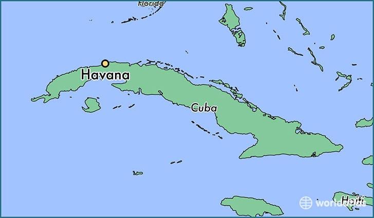 Havana Kuba pada peta