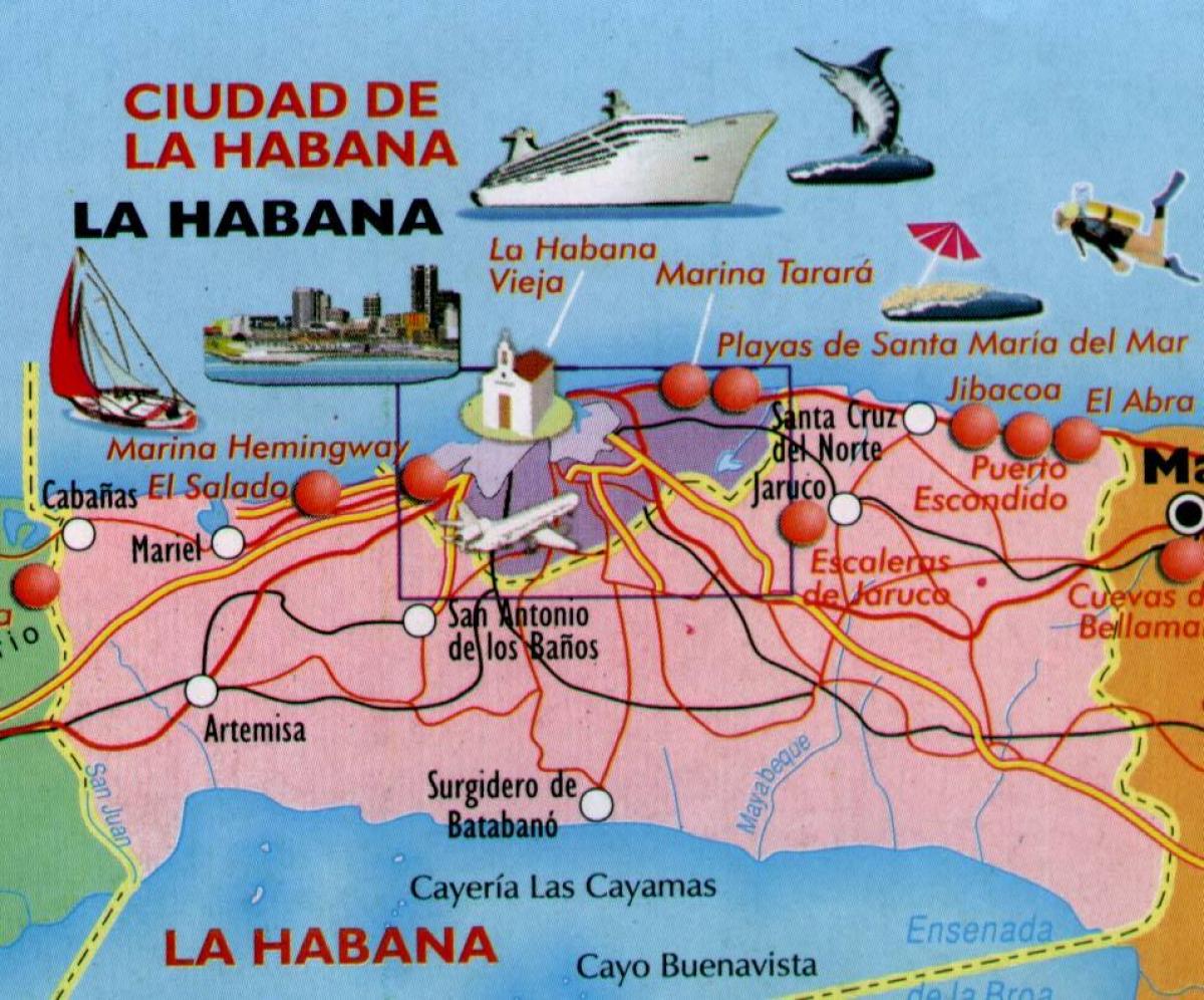 peta dari Havana pantai