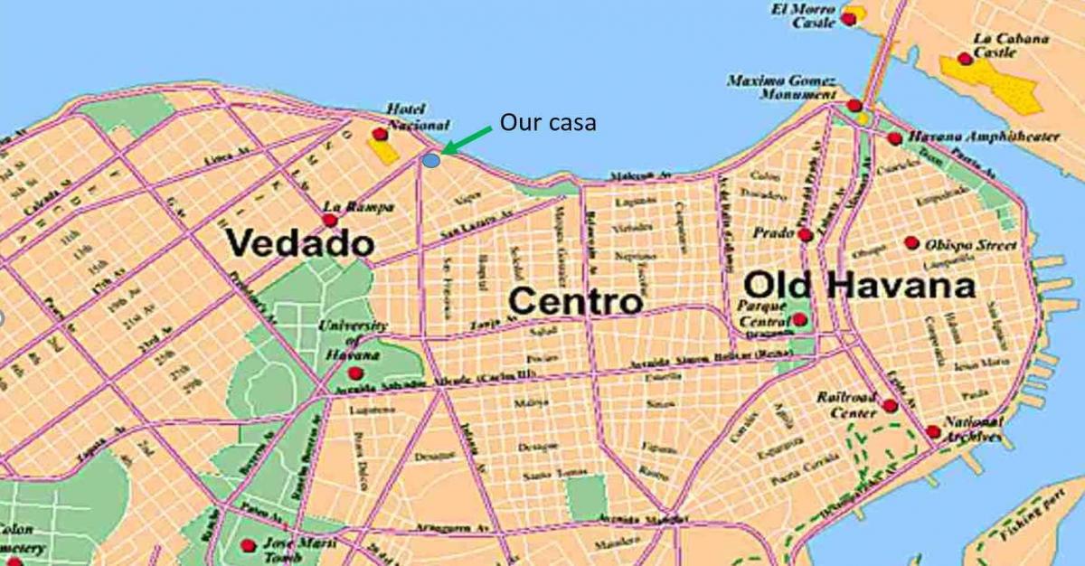 peta dari vedado Havana Kuba