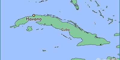 Havana Kuba pada peta