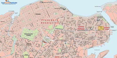 City street map of Havana Kuba